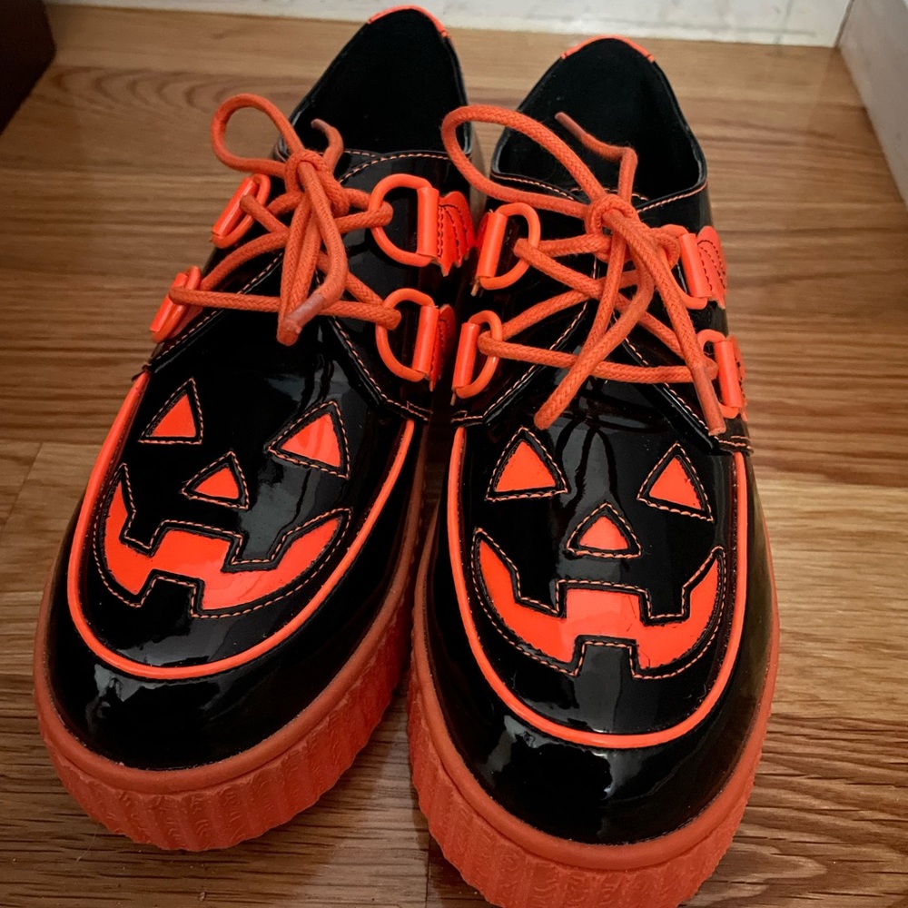 Strange Cvlt KRYPT JACK TRICK/TREAT PATENT BLACK platform shoes